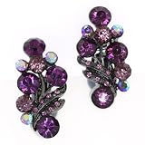 Vintage Amethyst and Light Purple Austrian Crystal Clip-on Earrings