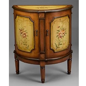 Brown Demilune Hand Painted Wood Cabinet by SmartBargains