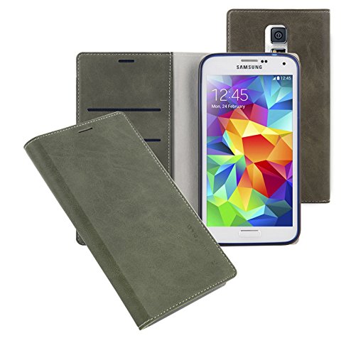 S4 Soft Leather Wallet Case, Samsung Galaxy S 4 Diary Flip Cover - ID, Card, Cash Slot (Gray)