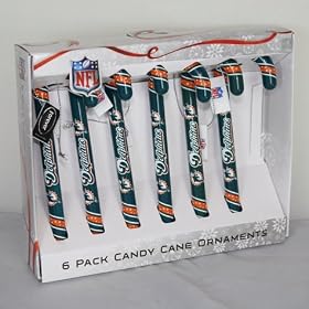 Miami Dolphins 2010 Candy Cane Ornament Set of 6