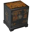 Handmade Oriental Furniture - 24" Antique Style Black Leather Mandarin End Table / Nightstand