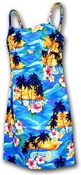 Tropical Print Spaghetti Strap Cotton Vintage  Dress