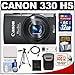 Canon PowerShot Elph 330 HS Wi-Fi Digital Camera (Black) with 32GB Card + Battery + Case + Tripod + HDMI Cable + Accessory Kit