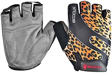 NIUEIMEE Cycling Gloves with Shock-Absorbing Foam Pad Breathable Half Finger Bicycle Riding Bike Gloves (Leopard, S)