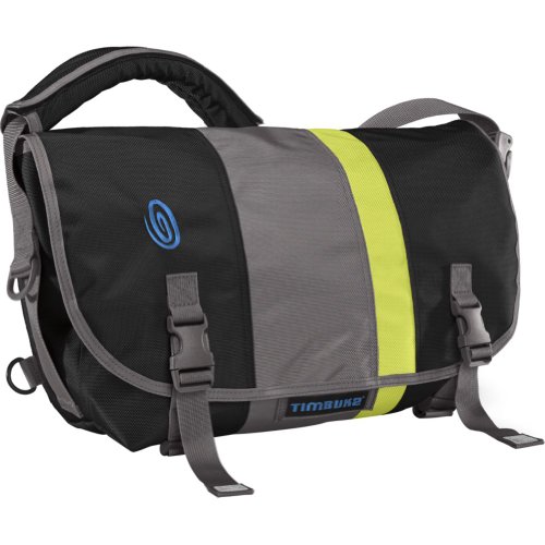 Timbuk2 D-Lux Race Stripe Laptop Messenger Bag,Black/Gunmetal/Lime-Aide,M