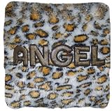 14" Hey Girl Animal Print Angel Decorative Accent Pillow - White , Brown & Black