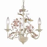 Laura Ashley MBLS0371 Blossom 3-Light Mini Chandelier, Antique Ivory
