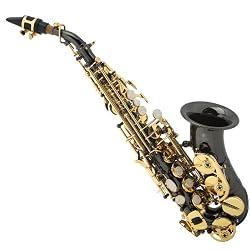 Cecilio SS-300BNG 2Series Black Nickel Plated Body w/ Gold Plated Keys Curved Soprano Saxophone w/ Case and Accessories