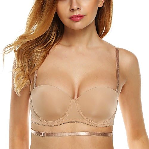 Pilotdarss Women's Strapless Push Up T Shirt Bra with Convertible Strap Nude 36B