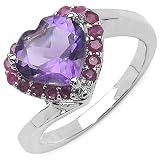 2.80 Carat Genuine Amethyst & Ruby Sterling Silver Ring