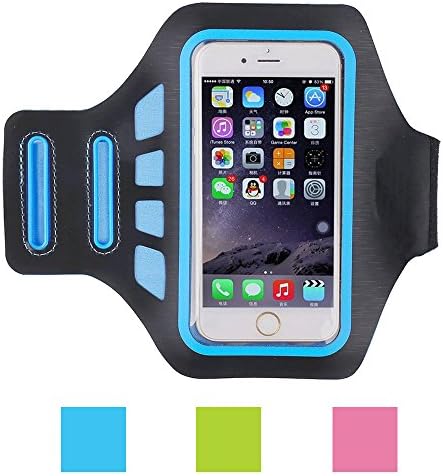 VAMVAZ 4.7" 5.1" Inches iPhone 6 /6S Galaxy S6 /S6 Edge /S5 /S4 Sports Running Armband-Great for Running or any Fitness Activity Sweat Proof-Build in Key+Id+Credit Cards &amp; Money Holder(Light Blue)