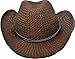 Simplicity Men & Women's Woven Straw Cowboy Hat w/ PU Leather Band & Chin Strap