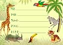 Dolce Mia Jungle Animals Safari Birthday Party Invitations Party Pack - 8 cards