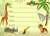 Dolce Mia Jungle Animals Safari Birthday Party Invitations Party Pack - 8 cards