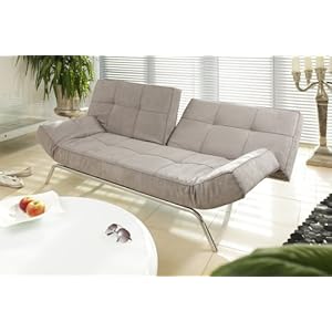 SalesFever Smili Bettcouch mit Chrombeinen grau