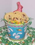 Gourmet Food : Scott's Cakes 1 lb. Almond Cookies in a Blue Bunny Pail with Jelly Beans and Milk Chocolate Bunny