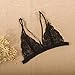 Eshion Women's Semi Sheer Full Lace Thin Band Bralette Lingerie Bra Tops (M, Black)