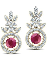 Diamond (0.64 Ct, IJ-SI), 18 Kt Yellow Gold Surya Disk Earrings