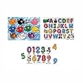 Melissa & Doug Fish Colors, ABC and Numbers Wooden Mix 'n Match Peg Puzzle Bundle