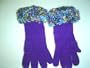 G117rl, Hand Trimmed Purple Angora Gloves with Multicolor Mohair Cuff