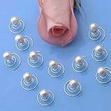 Large Pearl Silver Bridal Hair Twists (Pack of 12)