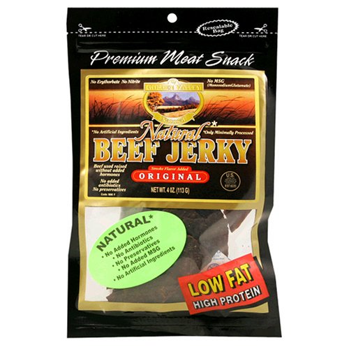 Golden Valley Natural Beef Jerky, Original, 4-Ounce Pouches (Pack of 8) by Dried Beef
