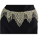 Stunning Brass Hip Chain with Bells and Drops, Fits waist or hips 36" - 42". Chain Link Belt for Belly Dancing or Casual Wear