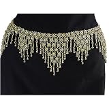 Stunning Brass Hip Chain with Bells and Drops, Fits waist or hips 36" - 42". Chain Link Belt for Belly Dancing or Casual Wear