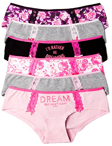 XOXO Juniors 6 Pack Cotton Hipster Panties with Lace