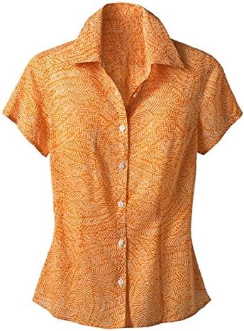 Coldwater Creek Abstract No-Iron Shirt, Orange, Extra Small (4)