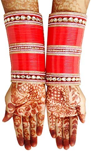 Saluja Punjabi Juti Women's Wedding Bridal Chura Bangle Sets 2.12 Cm