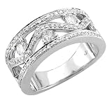 14k White Gold Anniversary Wedding Diamond Ring / Band, Size 7.5 (G-H, SI-I, 0.77 carat)