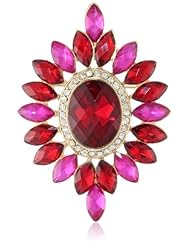 Anne Klein "Holiday Pins" Gold-Tone and Red Multi-Wreath Pin