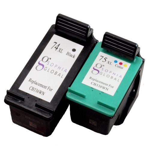 Sophia Global Remanufactured Ink Cartridge Replacement for HP 74XL and 75XL (1 Black, 1 Color)