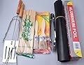 BBQ Grill Tools Set,11-pc. Grill+ Grill Mat + Brush+ Barbecue clip+Skewers+Aluminium Foil. Portable Folding Barbecue Compact Charcoal Grill For Camping Outdoor-Promethfire