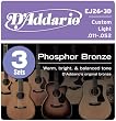 D'Addario 3-Pack Acous Gtr Pb Cst Lite