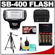 Nikon SB-400 AF Speedlight Flash + 4 Batteries & Charger + Tripod + Nikon Case for D40, D60, D3000, D3100, D5000, D5100, D7000, D300s, D3 & D3s Digital SLR Cameras