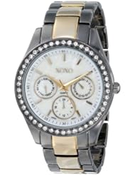 XOXO Womens XO5451 Gunmetal and Gold Clear Rhinestones Bezel Bracelet Watch