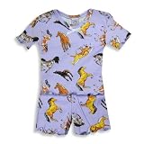 Sara's Prints - Girls 2 Piece Short Sleeve Short Pajamas, Purple
