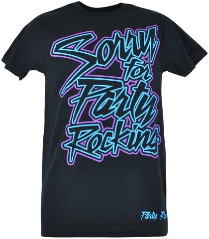 Sorry For Party Rocking Rock Youth Pop Culture LMFAO Black Neon Tshirt XLarge