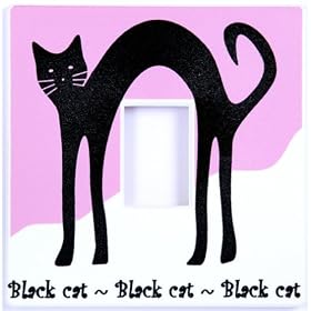 Black Cat ( pink ) Light Switch Cover
