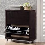 Baxton Studio Simms Shoe Cabinet in Dark Brown