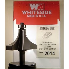 PART 2014 CARBIDE-TIP 2 FLUTE ROUND-OVER (CORNER ROUND) BIT W  BB GUIDE 1-1 4 RADIUS X 3-1... by Whiteside