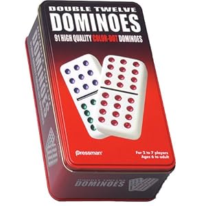 Pressman Double 12 Color Dot Dominos In A Tin by Pressman Toy