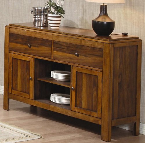 Server Sideboard Walnut Grid Pattern in Light Natural Finish