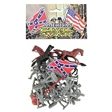 Civil War Soldier 30 Piece Set: Confederate Gray Plastic 54mm Army Men with Horses 1:32 Scale