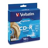 Verbatim 95115 700 MB 52x 80 Minute LightScribe Recordable Disc CD-R, 10-Disc Spindle