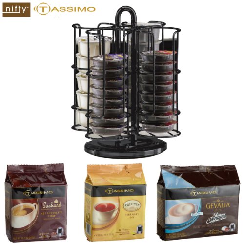 Nifty T-disc Mini Coffee Carousel Bundle with T-Discs Earl Grey, English Breakfast Black Tea and Hot Chocolate