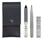 Pour Homme Three Piece Men's Nail/Tweezer Kit in Luxurious Black Leather Case