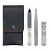 Pour Homme Three Piece Men's Nail/Tweezer Kit in Luxurious Black Leather Case
